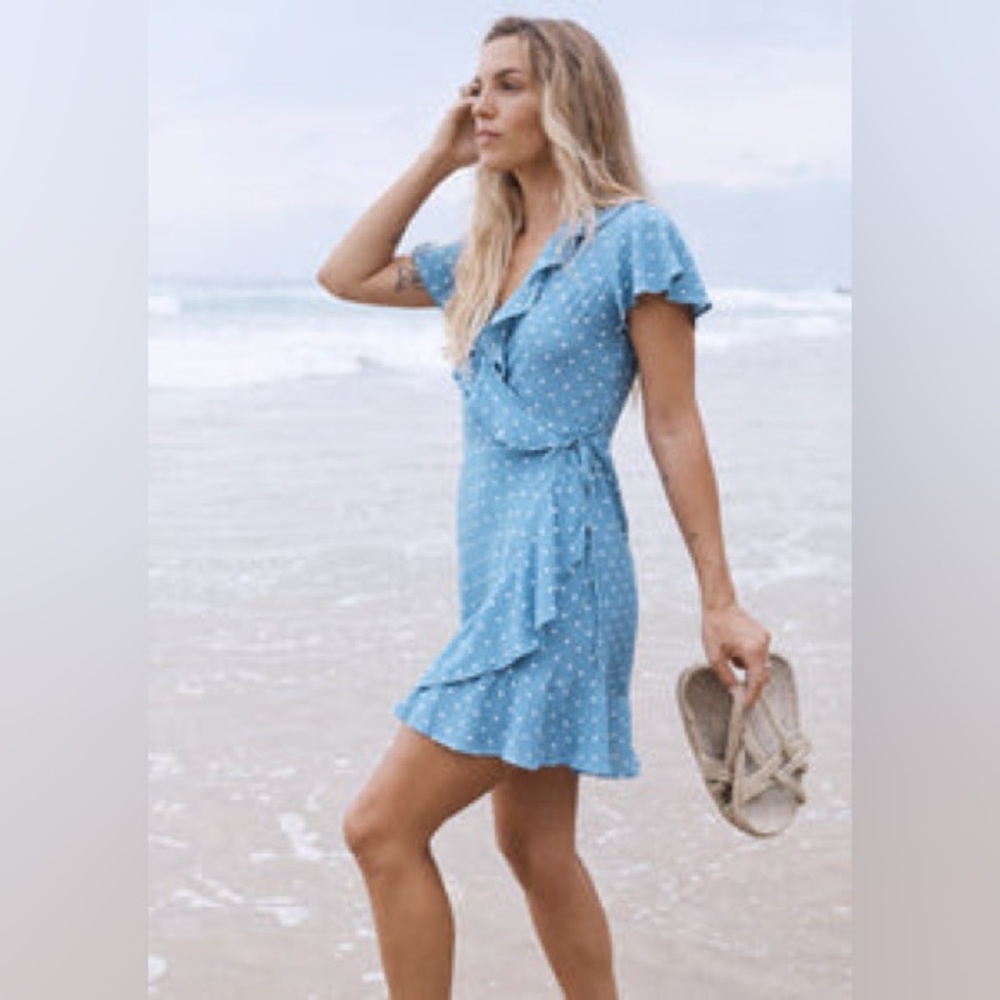 Auguste The Label Polly Frill Wrap Dress MINI